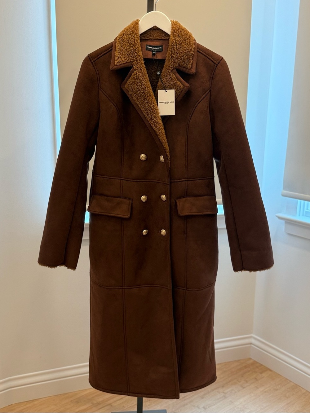 Generation Love Benton Faux Shearling Coat - Dark Chocolate